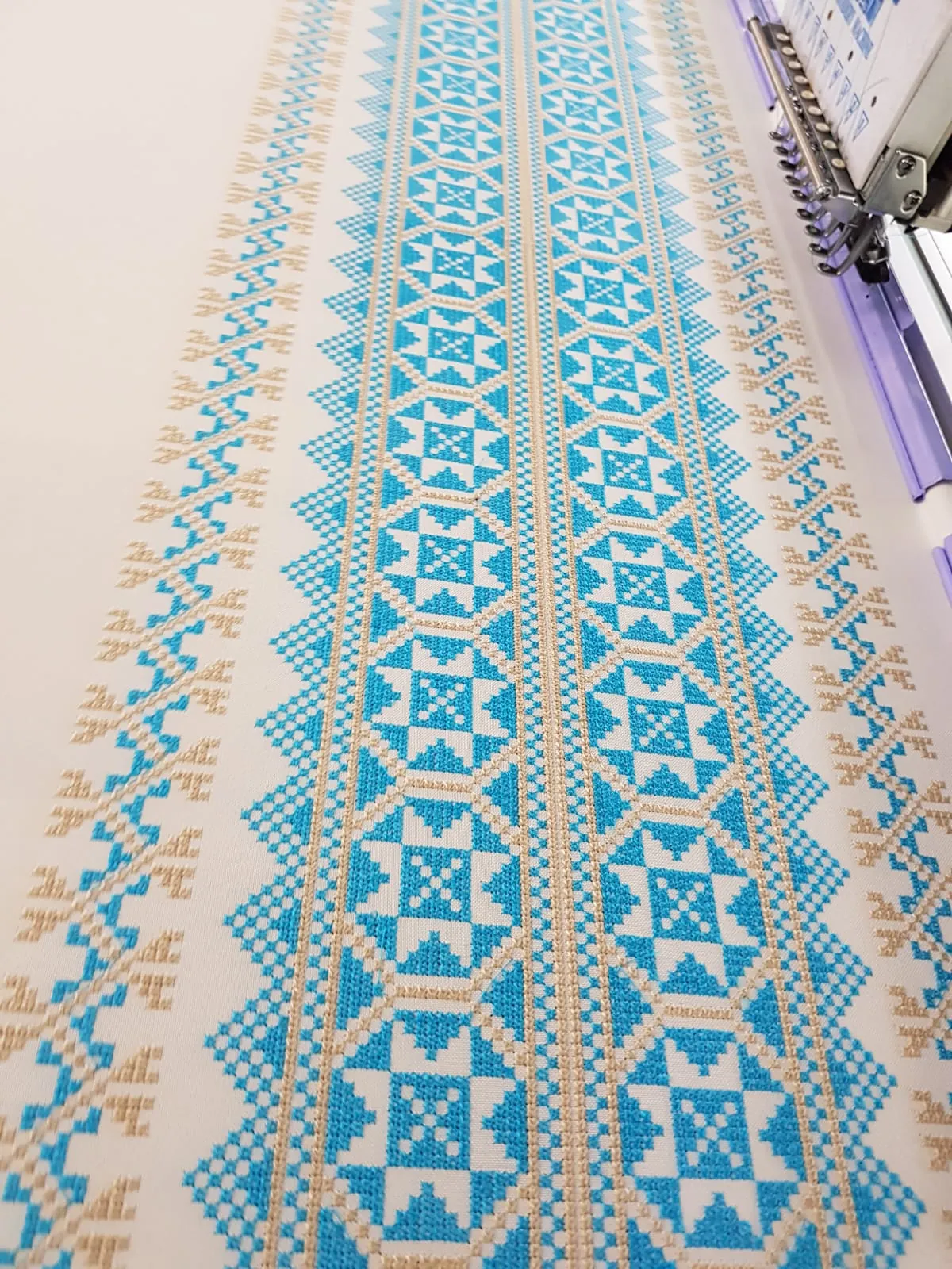 Custom embroidery design on fabric by Watania Tatreez